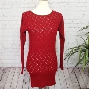 IT’S OUR TIME red knit sweater tunic